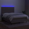 vidaXL Cama box spring colch&atilde;o/LED 140x200 cm tecido cinza-acastanhado