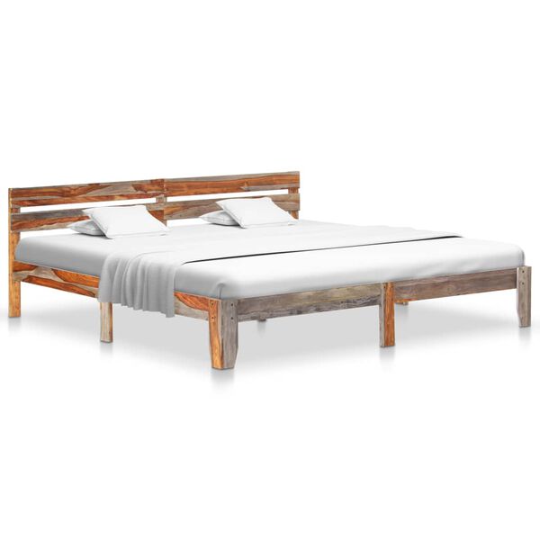 vidaXL Estrutura de cama sem colch&atilde;o 200x200 cm madeira maci&ccedil;a
