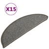 vidaXL Tapetes de escada 15 pe&ccedil;as 56x17x3 cm cinza semicircular