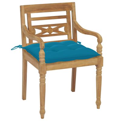vidaXL Cadeiras Batávia c/ almofadões azul-claro 2 pcs teca maciça