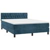 vidaXL Cama box spring c/ colch&atilde;o/LED 140x190 cm veludo azul-escuro