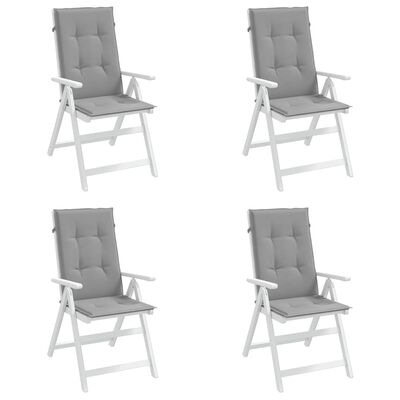 vidaXL Almofadões para cadeiras altas de jardim 4 pcs tecido cinzento