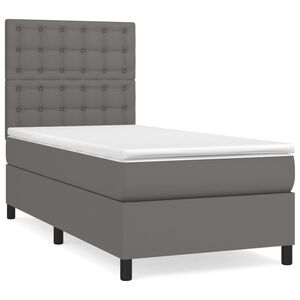 vidaXL Cama com molas/colch&atilde;o 90x190 cm couro artificial cinzento