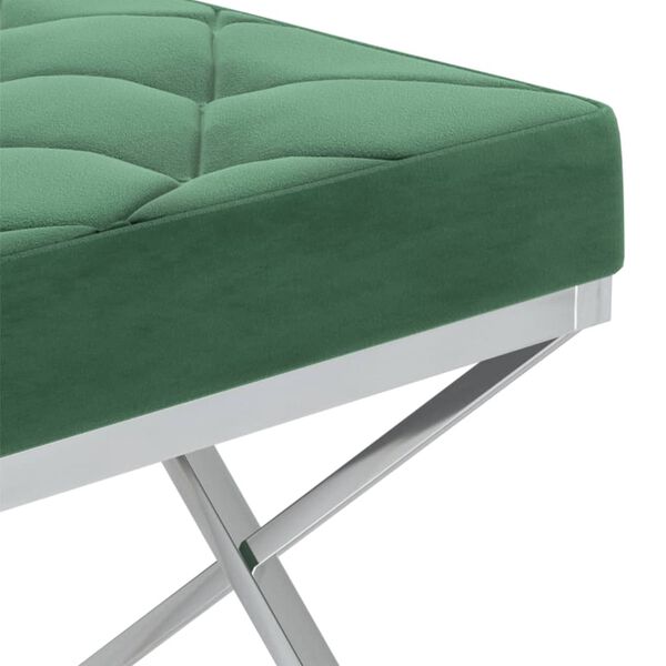 vidaXL Banco 97 cm a&ccedil;o inoxid&aacute;vel e veludo verde-escuro