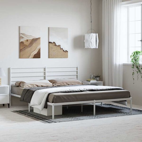 vidaXL Estrutura de cama com cabeceira 183x213 cm metal branco