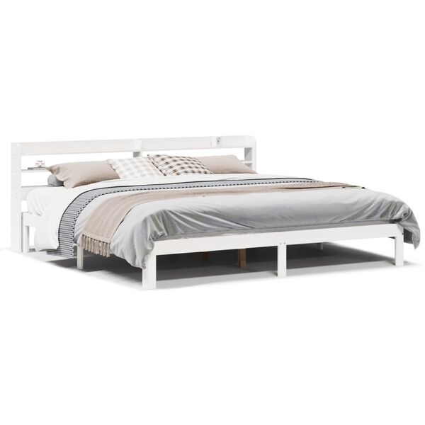 vidaXL Estrutura de cama c/ cabeceira sem colch&atilde;o 200x200 cm branco