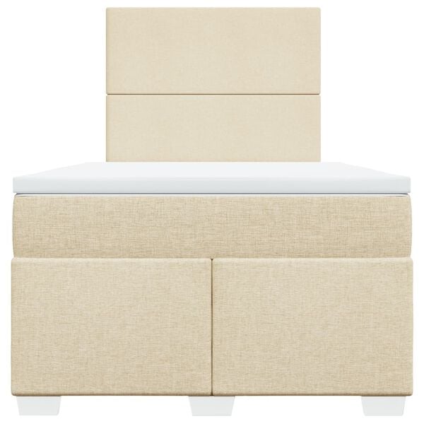 vidaXL Cama boxspring com colch&atilde;o 120x190 cm tecido cor creme