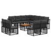vidaXL Conjunto de Sof&aacute;s para Exterior 12 pcs Preto e Cinza Escuro