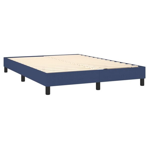 vidaXL Cama com molas/colch&atilde;o 140x190 cm tecido azul