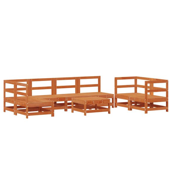 vidaXL Conjunto de Lounge de Jardim 8 pcs Castanho Cera