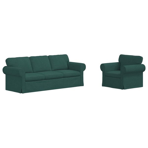 vidaXL Sof&aacute; 2 pcs Verde Escuro 215 x 82 x 80 cm tecido