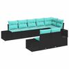 vidaXL Conjunto de Sof&aacute; de Jardim 8 unid. Preto e Turquesa