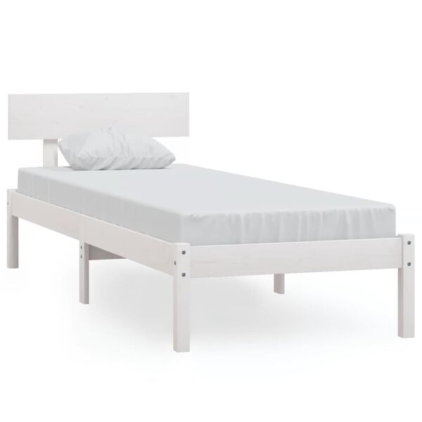 vidaXL Estrutura de cama 90x200 cm pinho maci&ccedil;o branco