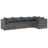 vidaXL 5 pcs conjunto lounge de jardim c/ almofad&otilde;es vime PE cinzento