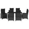 vidaXL Conjunto de Jantar para Jardim com almofada 7 pcs Preto vime PE