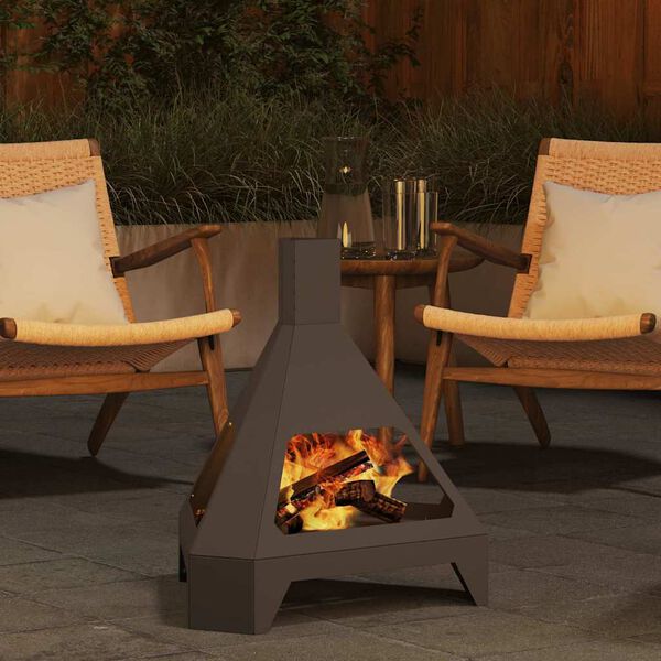 vidaXL Fire Pit Preto 50 x 43 x 52 cm A&ccedil;o