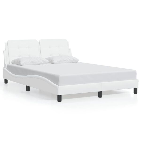 vidaXL Estrutura de cama sem colchão Zadar 140x200 cm couro artificial branco