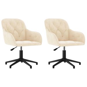 vidaXL Cadeiras de jantar girat&oacute;rias 2 pcs veludo cor creme