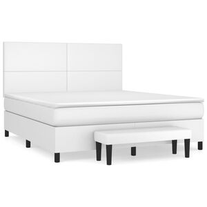 vidaXL Cama com molas/colch&atilde;o 160x200 cm couro artificial branco