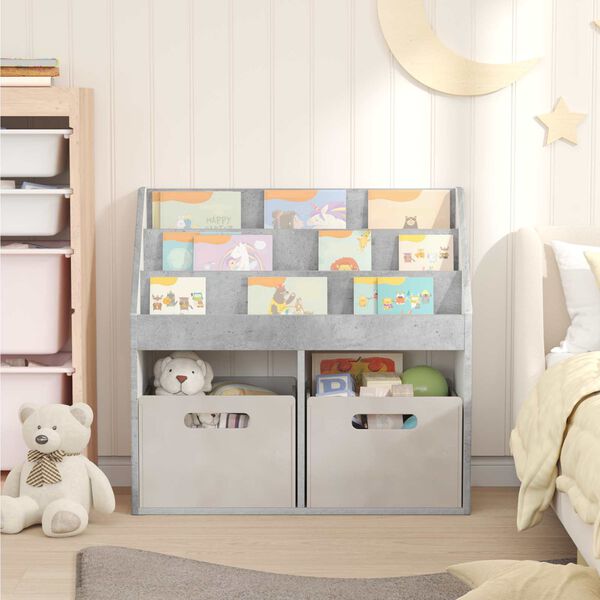 vidaXL Estante Infantil com armazenamento Cinzento 72,5 x 29,5 x 69 cm
