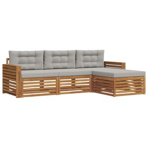 vidaXL Conjunto de Sof&aacute;s para Exterior Cinza Natural e Claro