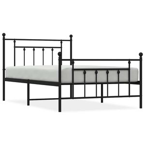 vidaXL Estrutura de cama com cabeceira e p&eacute;s 100x200 cm metal preto