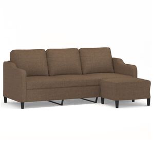 vidaXL Sof&aacute; de 3 lugares com apoio de p&eacute;s 180 cm tecido castanho