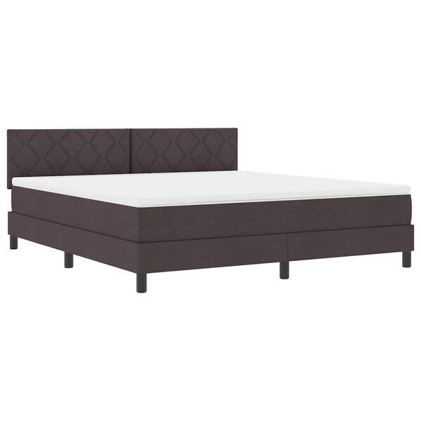vidaXL Cama Box com colch&atilde;o Marrom Escuro 180 x 200 cm tecido