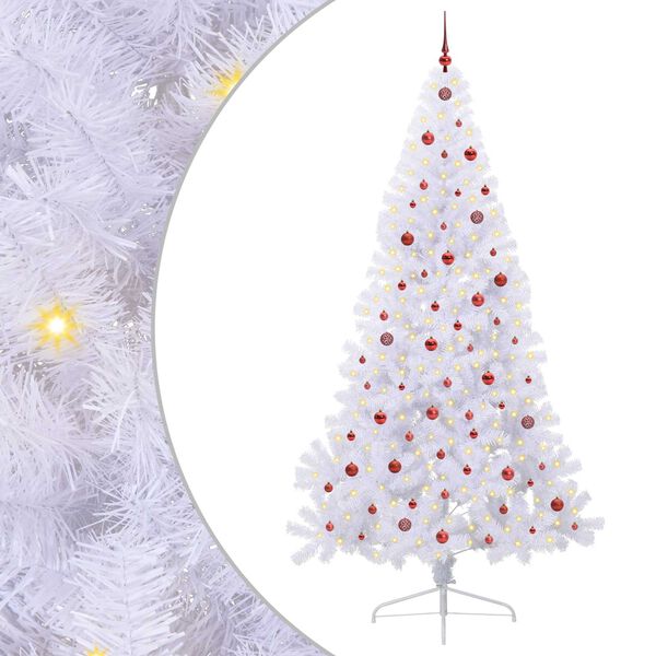 vidaXL Árvore de Natal Artificial com 300 LEDs Branco 240 cm PVC e Aço