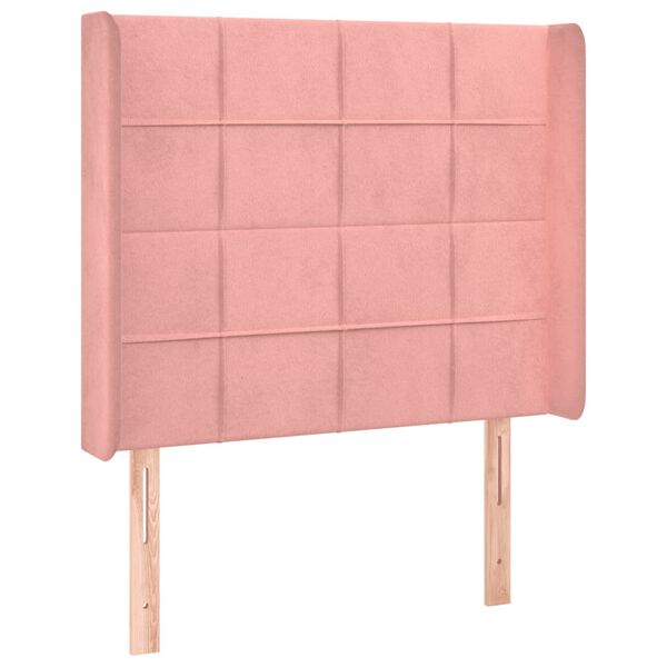 vidaXL Cabeceira de cama c/ luzes LED veludo 93x16x118/128 cm rosa