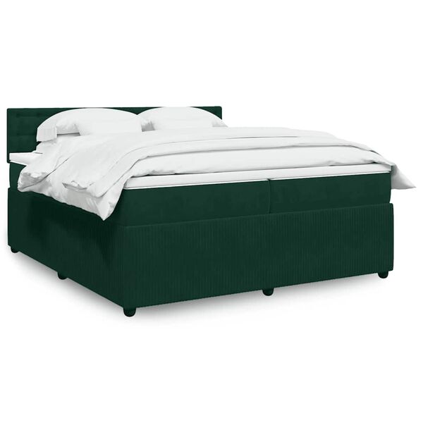 vidaXL Cama com molas/colch&atilde;o 200x200 cm veludo verde-escuro