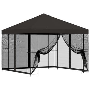 vidaXL Gazebo de Jardim com Laterais 3 x 3 m Antracite Poli&eacute;ster e A&ccedil;o
