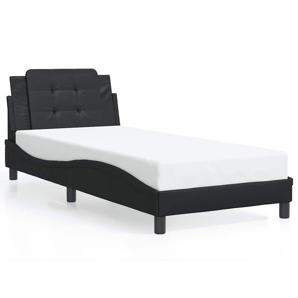 vidaXL Estrutura de cama sem colch&atilde;o Zadar couro artificial 80x200 cm preto