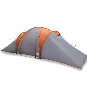 vidaXL Tenda familiar c&uacute;pula para 6 pessoas imperme&aacute;vel cinza/laranja