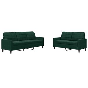 vidaXL 2 pcs conjunto de sof&aacute;s com almofad&otilde;es veludo verde-escuro
