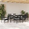 vidaXL Conjunto de Jantar para Jardim com almofada 7 pcs Preto vime PE