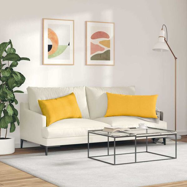 vidaXL Travesseiros de Sofá 2 pcs Amarelo Claro 80 x 40 cm