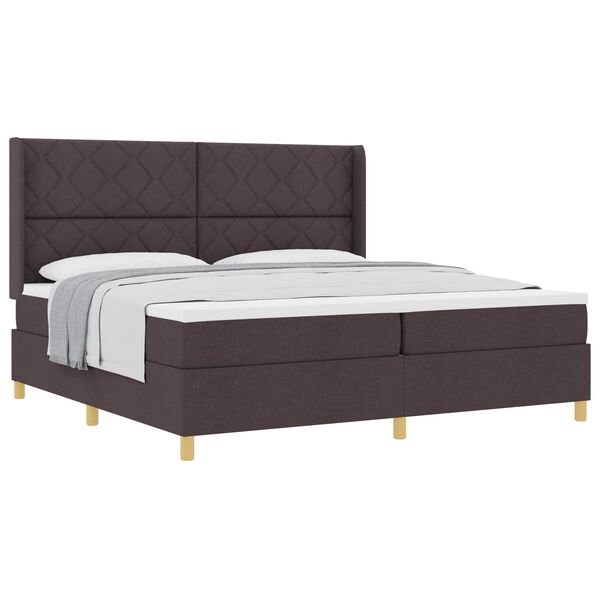 vidaXL Cama Box com colch&atilde;o Marrom Escuro 200 x 200 cm tecido