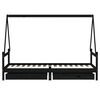 vidaXL Estrutura cama infantil c/ gavetas 80x200cm pinho maci&ccedil;o preto