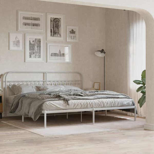 vidaXL Cabeceira de cama 200 cm metal branco