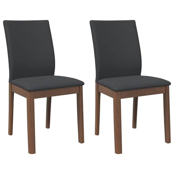 vidaXL Cadeiras de jantar com almofadões 2 pcs madeira maciça castanho