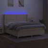 vidaXL Cama box spring c/ colch&atilde;o e LED 160x200 cm tecido cor creme