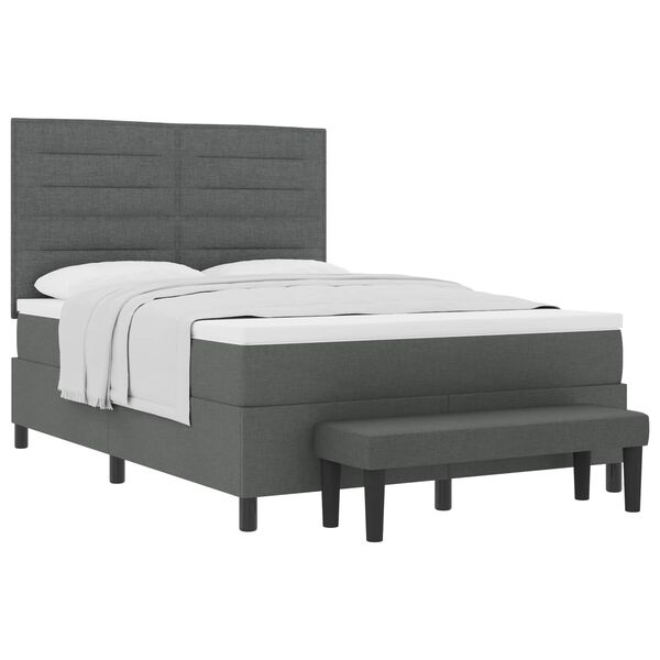 vidaXL Cama Box com colch&atilde;o Cinza Escuro 140 x 190 cm tecido
