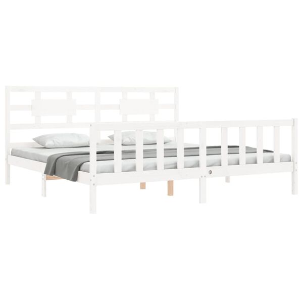 vidaXL Estrutura cama Super King Size c/ cabeceira madeira branco