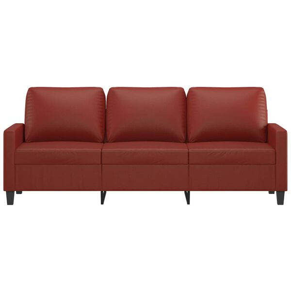 vidaXL Sof&aacute; de 3 lugares 180 cm couro artificial vermelho tinto