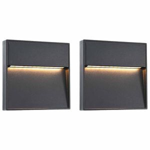 vidaXL Candeeiros LED de parede exterior 2 pcs 3 W quadrado preto