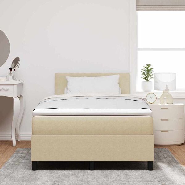 vidaXL Cama Box Spring LED Cinza Claro e Branco 120 x 200 cm