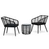 vidaXL 3 pcs conjunto bistr&ocirc; vime PE preto