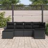 vidaXL Conjunto de Sof&aacute; de Jardim com almofada 6 pcs Preto vime PE
