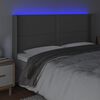 vidaXL Cabeceira cama c/ LED couro artif. 183x16x118/128 cm cinzento